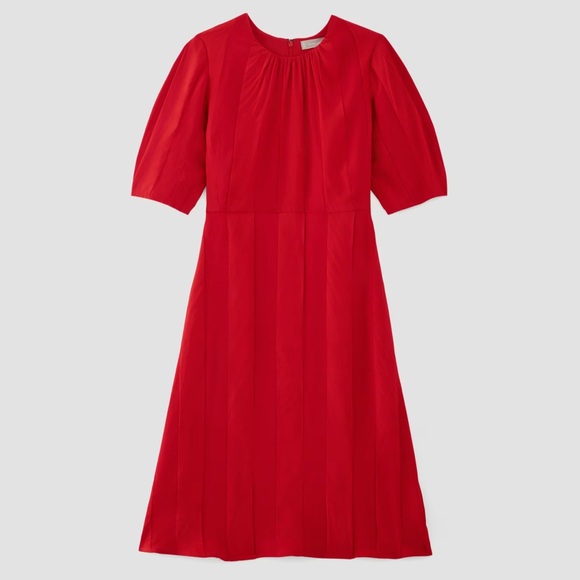 Everlane Red The City Stripe Ruched Dress - Picture 15 of 15